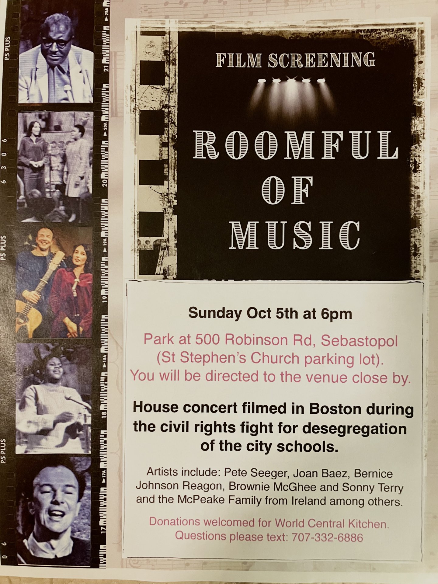 Film Screening – Room Full of Music – October 5 at 6pm